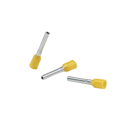 FSD85-18-L Pan-Term Type FSD DIN End Sleeve Single Insulated Wire Ferrule, 4 AWG Stranded Conductor, 1.22 in L, Copper, Yellow