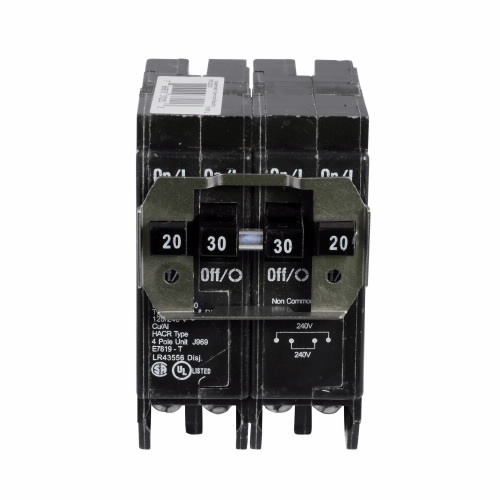 BRDC215215 Type BR Quadplex Circuit Breaker, 120/240 V AC, 15 A, 10 kA Interrupt, 4 Poles