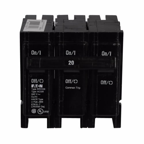 BRH320 Type BR Circuit Breaker, 240 V AC, 20 A, 22 kA Interrupt, 3 Poles