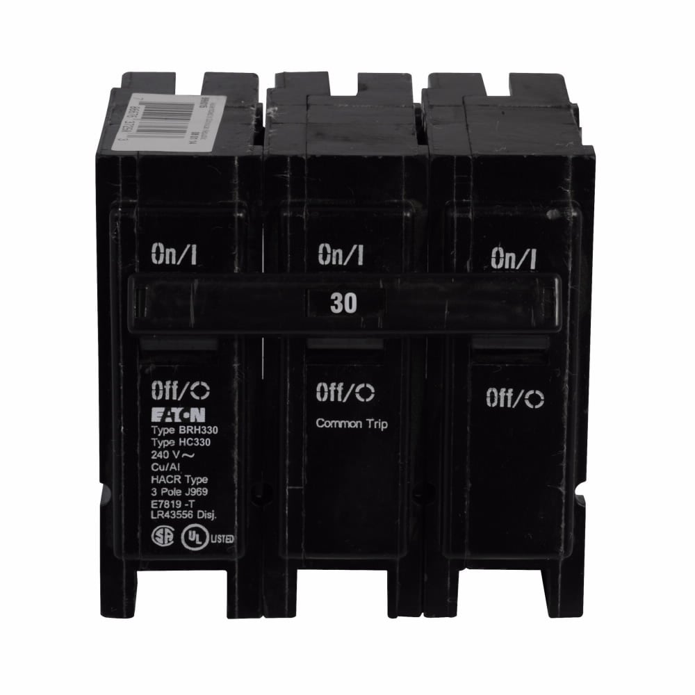 BRH330 Type BR Circuit Breaker, 120/240 V AC, 30 A, 22 kA Interrupt, 3 Poles