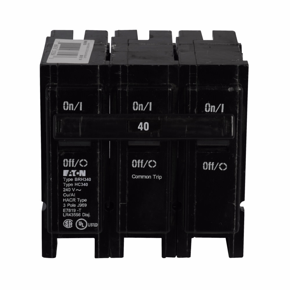 BRH340 Type BR Circuit Breaker, 240 V AC, 40 A, 22 kA Interrupt, 3 Poles