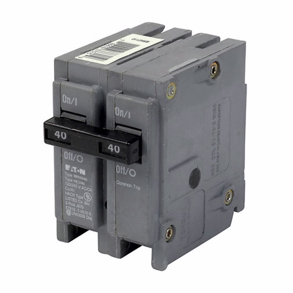 BRH240 Type BR Circuit Breaker, 120/240 V AC, 40 A, 22 kA Interrupt, 2 Poles