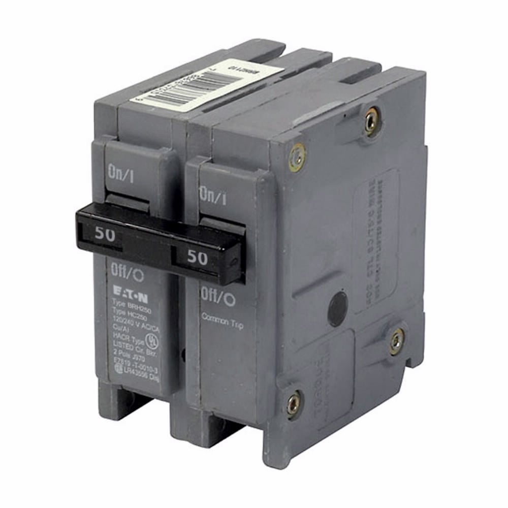 BRH250 Type BR Circuit Breaker, 120/240 V AC, 50 A, 22 kA Interrupt, 2 Poles