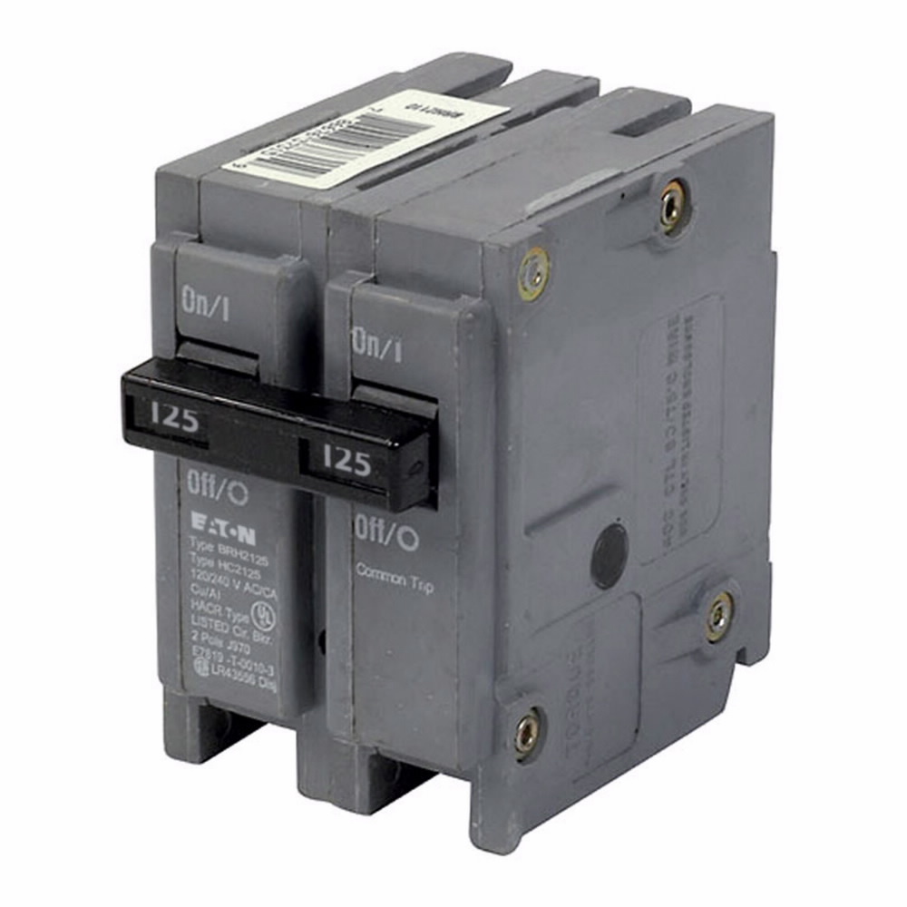 BRH2125 Type BR Circuit Breaker, 120/240 V AC, 125 A, 22 kA Interrupt, 2 Poles