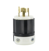 3431-C Cable Mount Non-Grounding Locking Plug, 120/208 V AC, 30 A, 4 Poles, 4 Wires, Black/White