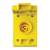 69W74 Grounding Single Locking Receptacle, 125/250 V AC, 30 A, 3 Poles, 4 Wires, Yellow