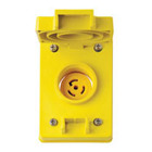 30-Amp, 125/250 Volt, Flush MTG Locking Receptacle, Industrial Grade, Grounding, Wetguard with Cover, Yellow