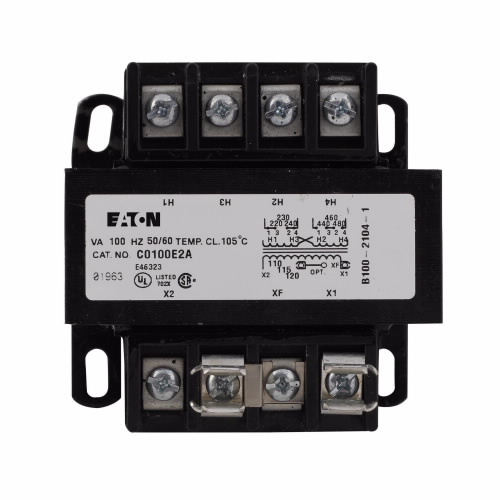C0025E2A Type MTE Control Transformer, 220/440, 230/460, 240/480 V Primary, 120/115/110 V Secondary, 25 VA Power Rating, 50/60 Hz, 1 Phase