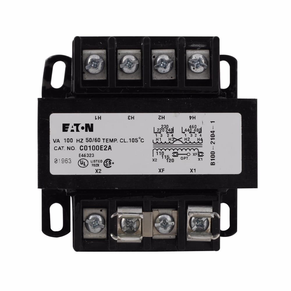 C0050E3A Type MTE Control Transformer With Fuse Clip, 208/277 V Primary, 120 V Secondary, 50 VA Power Rating, 50/60 Hz, 1 Phase