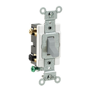 CS215-2GY Grounding AC Quiet Toggle Switch, 120/277 V AC, 15 A, 1/2, 2 hp Power Rating