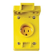 60W47 Narrow Body Grounding Straight Blade Receptacle, 125 V AC, 15 A, 2 Poles, 3 Wires, Yellow