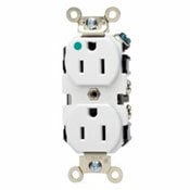 8200-I 1-Phase Duplex Extra Heavy Duty Wide Body Straight Blade Receptacle, 125 V AC, 15 A, 2 Poles, 3 Wires, Ivory