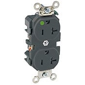 8300-E 1-Phase Duplex Extra Heavy Duty Straight Blade Receptacle, 125 V AC, 20 A, 2 Poles, 3 Wires, Black