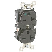 8400 Duplex Extra Heavy Duty Wide Body Straight Blade Receptacle, 250 V AC, 20 A, 2 Poles, 3 Wires, Brown