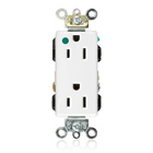15 Amp, 125 Volt, Decora Plus Duplex Receptacle, Hospital Grade, Self Grounding, Back and Side Wired, White
