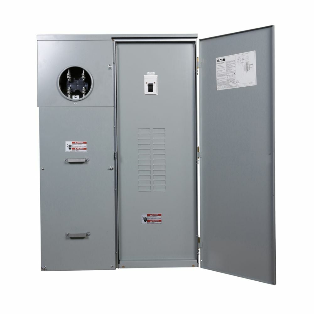 HP40 1-Phase 1-Socket 42-Space Underground Feed House Panel, For Use With DK2400 Main Circuit Breaker and Type BR Meter Breaker, 400 A at 120/240 V AC, 10/22 kA Interrupt Rating, NEMA 3R Enclosure, Surface Mount