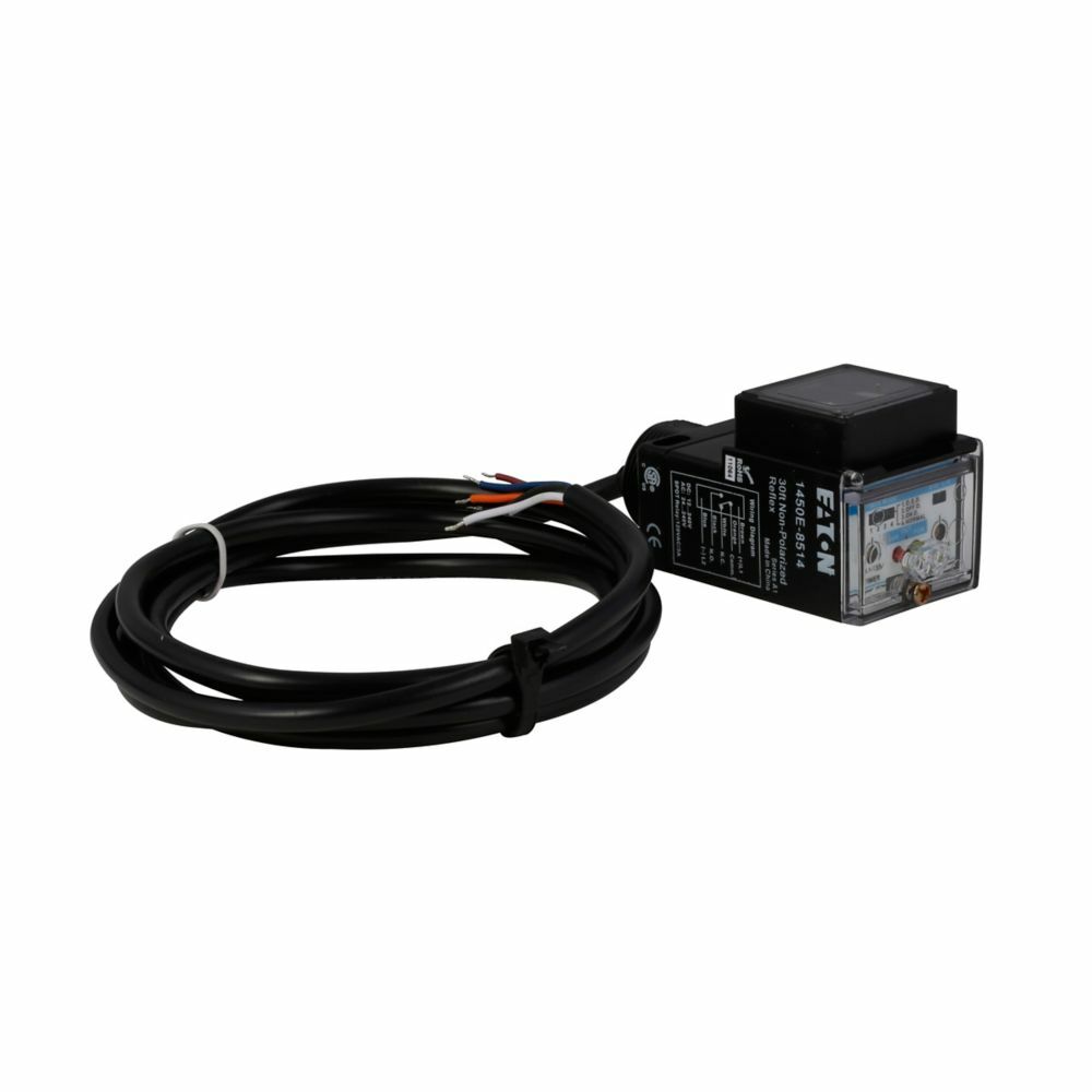 1450E-8514 Enhanced 50 Forward Viewing Fully Potted Photoelectric Sensor, Rectangle Shape, 30 ft, Red Laser Sensing Beam, 15 ms Response, SPDT Relay Output