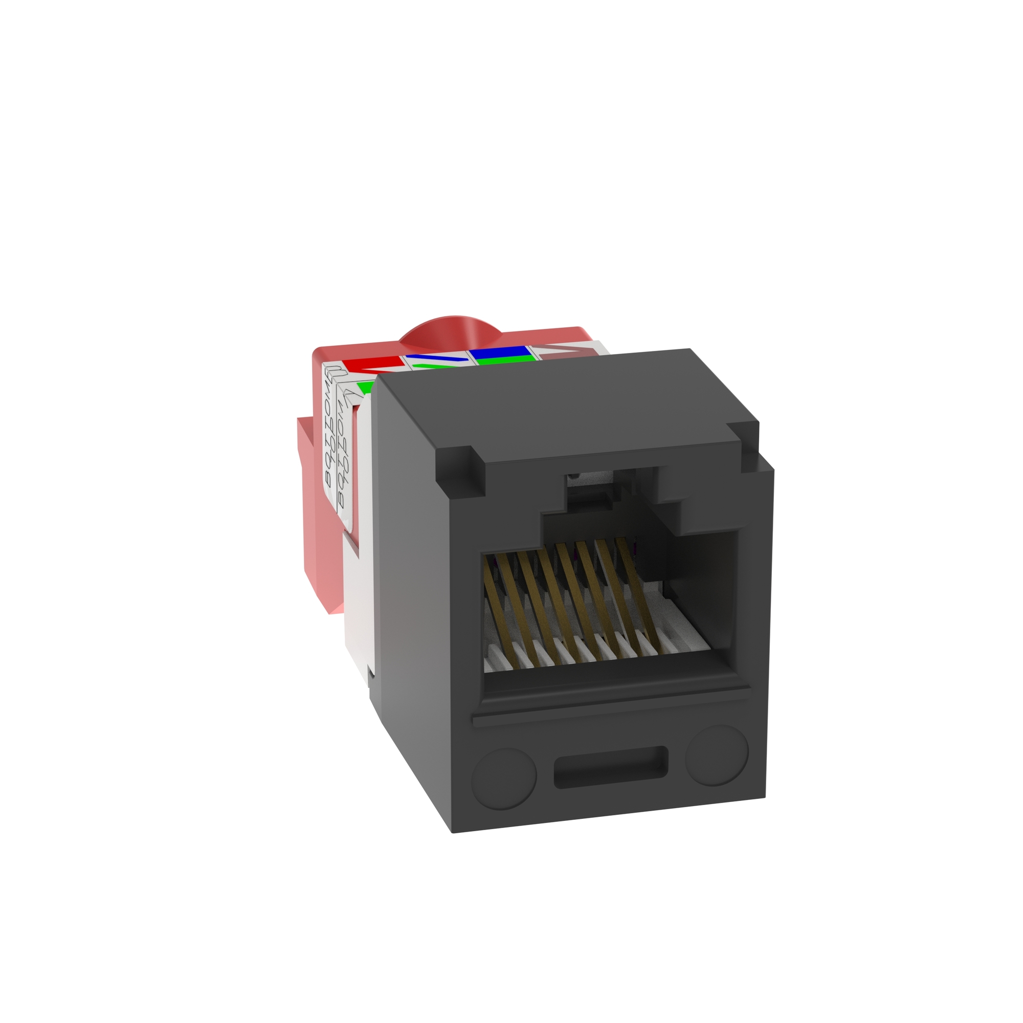 CJ5E88TBL PanNet Mini-Jack TX5e 1-Slot 8-Position 8-Wire Universal T-Style Unshielded Jack Module, Cat 5e/Mini-Com Module, Surface Mount, 1 Port, ABS, Black