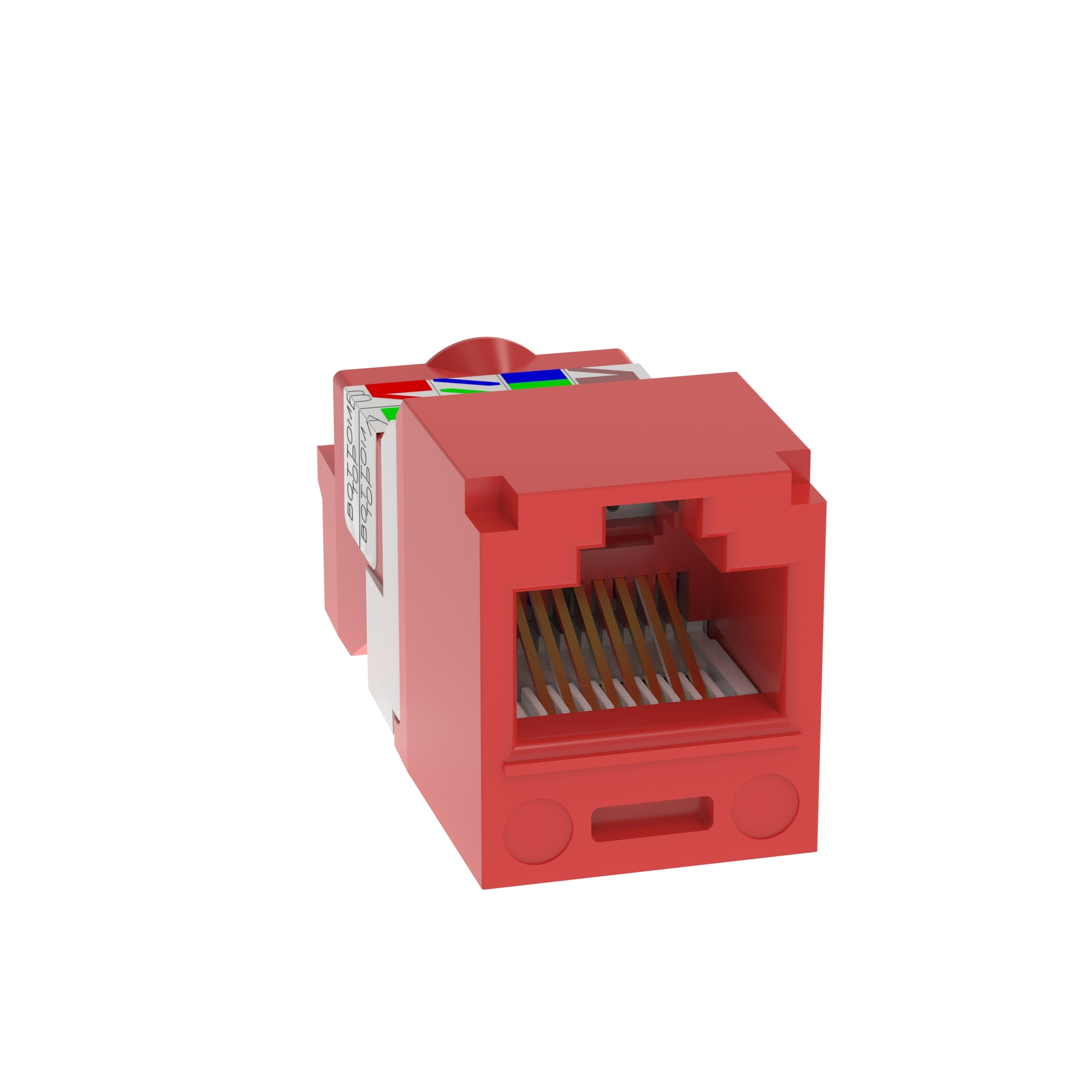 CJ5E88TRD PanNet Mini-Jack TX5e 1-Slot 8-Position 8-Wire Universal T-Style Unshielded Jack Module, Cat 5e/Mini-Com Module, Surface Mount, 1 Port, ABS, Red