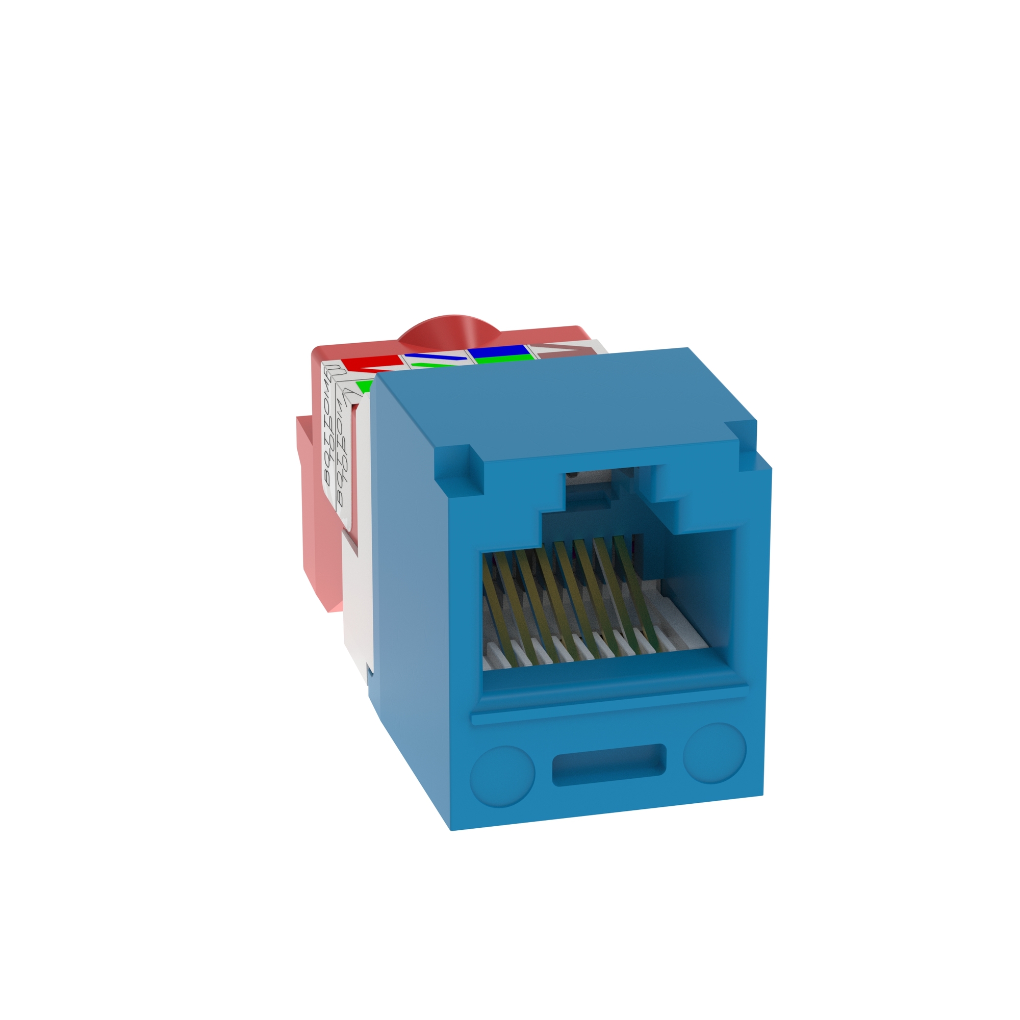 CJ5E88TBU PanNet Mini-Jack TX5e 1-Slot 8-Position 8-Wire Universal T-Style Unshielded Jack Module, Cat 5e/Mini-Com Module, Surface Mount, 1 Port, ABS, Blue