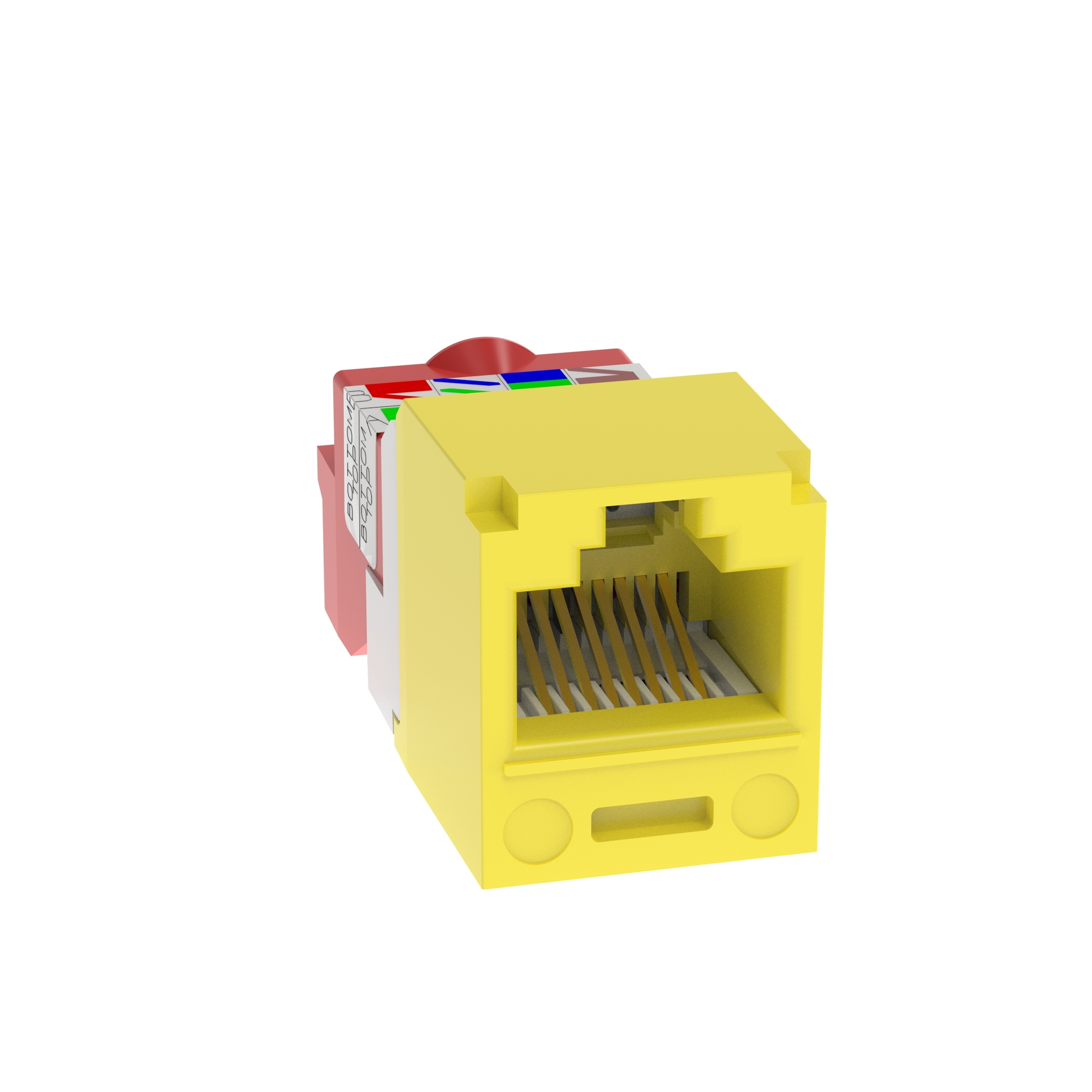 CJ5E88TYL PanNet Mini-Jack TX5e 1-Slot 8-Position 8-Wire Universal T-Style Unshielded Jack Module, Cat 5e/Mini-Com Module, Surface Mount, 1 Port, ABS, Yellow