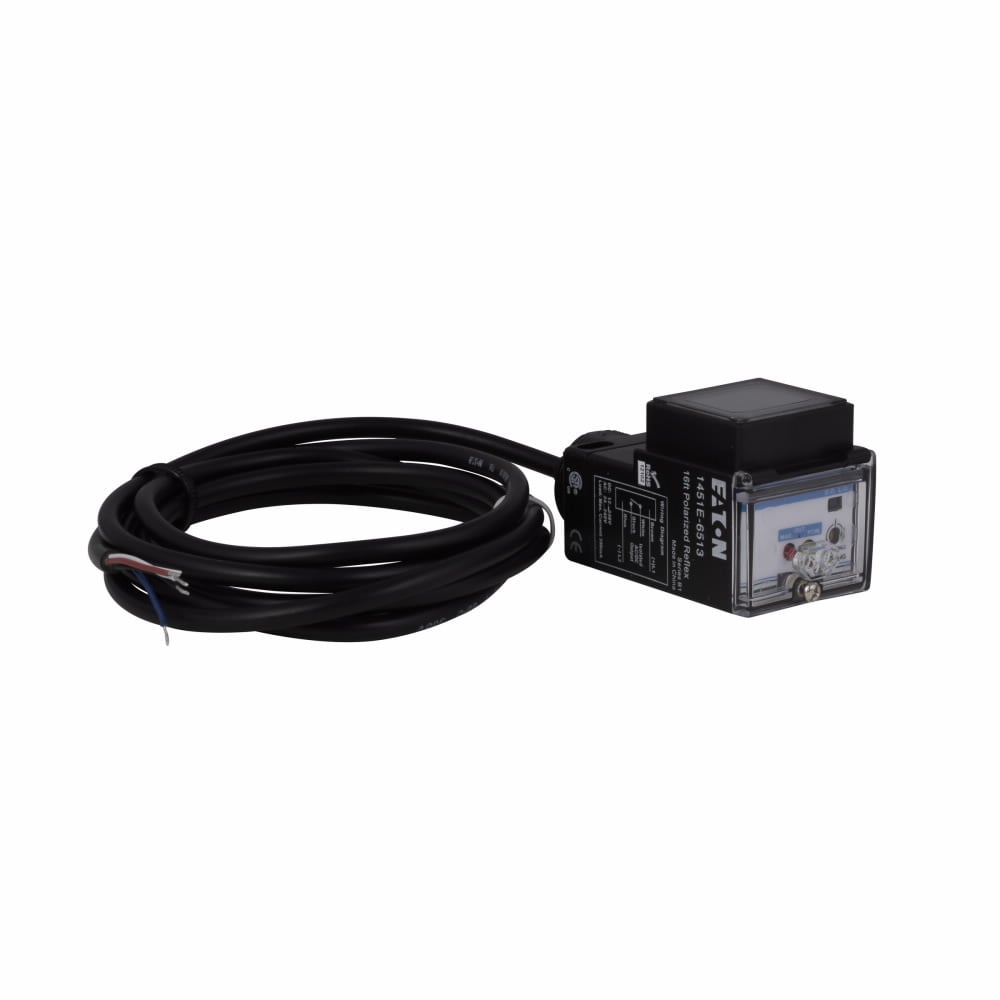 1451E-6513 Enhanced 50 Forward Viewing Fully Potted Photoelectric Sensor, Rectangle Shape, 16 ft, Red Laser Sensing Beam, 2 ms Response, Solid State Relay Output