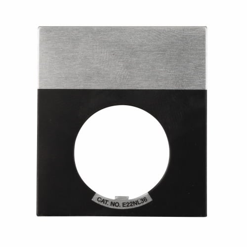 E22NL36 Blank Jumbo Heavy Duty Oiltight/Watertight Legend Plate With Plastisol Backing, 1 in H x 2 in W, Square Plate, Aluminum, Black Field