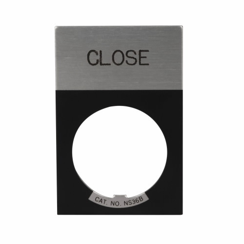 E22NS13 Standard Legend Plate, 1.77 in H x 1.17 in W, Square Plate, Aluminum/Plastisol Backing, Black Field