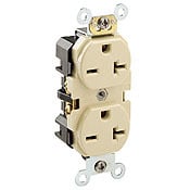 5462 1-Phase Duplex Heavy Duty Straight Blade Receptacle, 250 V AC, 20 A, 2 Poles, 3 Wires, Brown