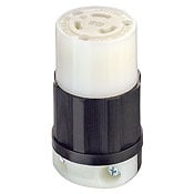 2313-PLC 1-Phase Grounding Cable Mount Locking Connector, 125 V AC, 20 A, 2 Poles, 3 Wires, Black/White