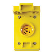 67W75 3-Phase Grounding Single Locking Receptacle, 250 V AC, 20 A, 3 Poles, 4 Wires, Yellow