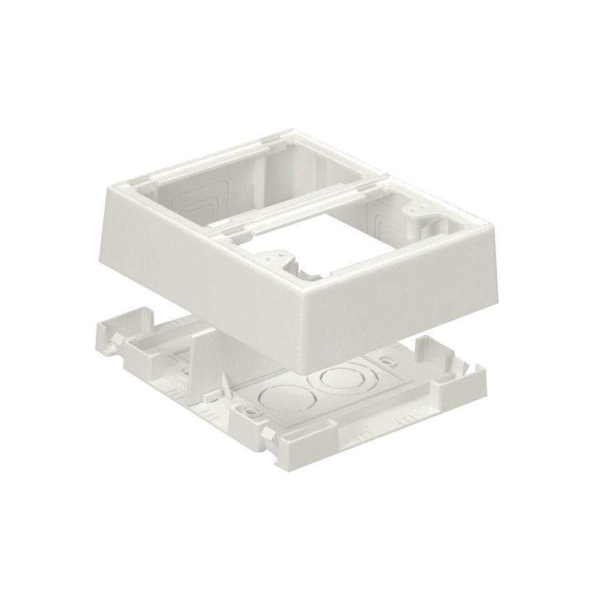 Surface Raceway, Pwr Rated Junct. Box, 2-gang, 2-pc, Snap-on, Off-White