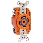 2810-IG Isolated Grounding Locking Receptacle, 120/208 V AC, 30 A, 4 Poles, 5 Wires, Orange