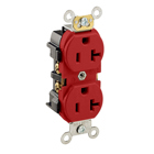 20-Amp, 125 Volt, Industrial Heavy Duty Grade, Duplex Receptacle, Straight Blade, Self Grounding, Red