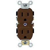BR15-I 1-Phase Duplex Heavy Duty Straight Blade Receptacle, 125 V AC, 15 A, 2 Poles, 3 Wires, Ivory
