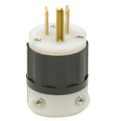 5266-PLC Cable Mount Grounding Straight Blade Plug, 125 V AC, 15 A, 2 Poles, 3 Wires, Black/White
