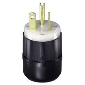 5366-PLB Cable Mount Grounding Straight Blade Plug, 125 V AC, 20 A, 2 Poles, 3 Wires, Black