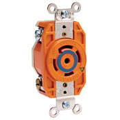 2820-IG 3-Phase Y Isolated Grounding Locking Receptacle, 277/480 V AC, 30 A, 4 Poles, 5 Wires, Orange