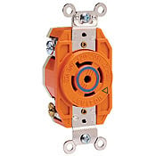 2510-IG Isolated Grounding Locking Receptacle, 120/208 V AC, 20 A, 4 Poles, 5 Wires, Orange