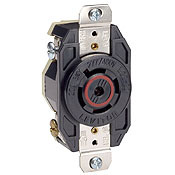 2520 3-Phase Y Grounding Locking Receptacle, 277/480 V AC, 20 A, 4 Poles, 5 Wires, Black