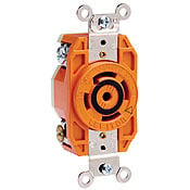 2520-IG 3-Phase Y Isolated Grounding Locking Receptacle, 277/480 V AC, 20 A, 4 Poles, 5 Wires, Orange