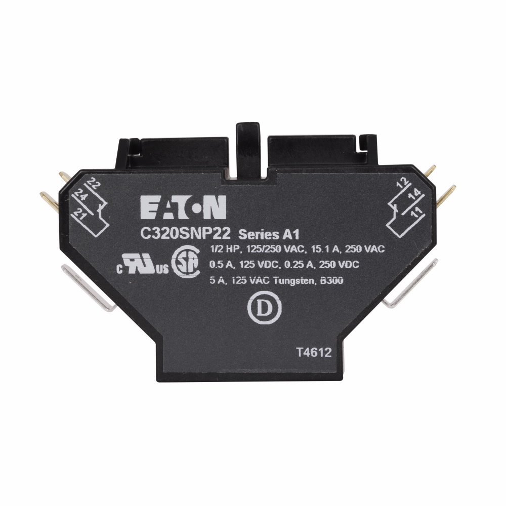 C320SNP22 Auxiliary Contact, 600 V AC, 10 A, Silver Cadmium Alloy