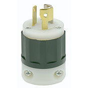 7567-C Cable Mount Non-Grounding Locking Plug, 125/250 V AC, 10/15 A, 3 Poles, 3 Wires, Black/White