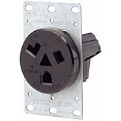 9730-A Extra Heavy Duty Grounding Straight Blade Receptacle, 277 VAC, 30 A, 2 Poles, 3 Wires, Black
