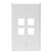 41080-4WP QuickPort Standard Size Wallplate, 1 Gang, 2-3/4 in W, Plastic, Surface Mount