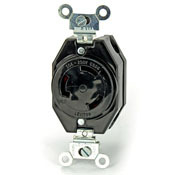 3430-G 3-Phase Extra Heavy Duty Grounding Locking Receptacle, 120/208 V AC, 30 A, 4 Poles, 4 Wires, Black