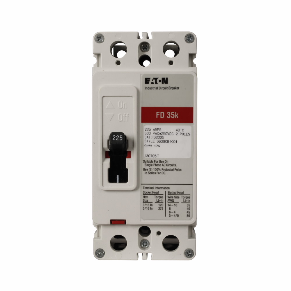 FD2030L C Series Type FD Molded Case Circuit Breaker, 600 V AC/250 V DC, 30 A, 35 kAIC at 480 VAC/65 kAIC at 240 VAC Interrupt, 2 Poles, Thermal Magnetic Trip