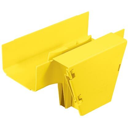 FRVT6X4YL FiberRunner QuikLock Vertical Tee Fitting, 14-1/2 in W, 90 deg Bend, For Use With FiberRunner 6 x 4 in Routing System, ABS, Yellow