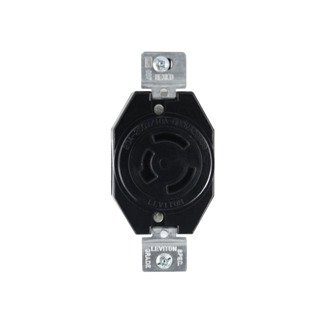 7310-BG Extra Heavy Duty Grounding Single Locking Receptacle, 125/250 V AC, 20 A, 3 Poles, 3 Wires, Black