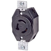 7410-B 3-Phase Y Extra Heavy Duty Non-Grounding Single Locking Receptacle, 120/208 V AC, 20 A, 4 Poles, 4 Wires, Black